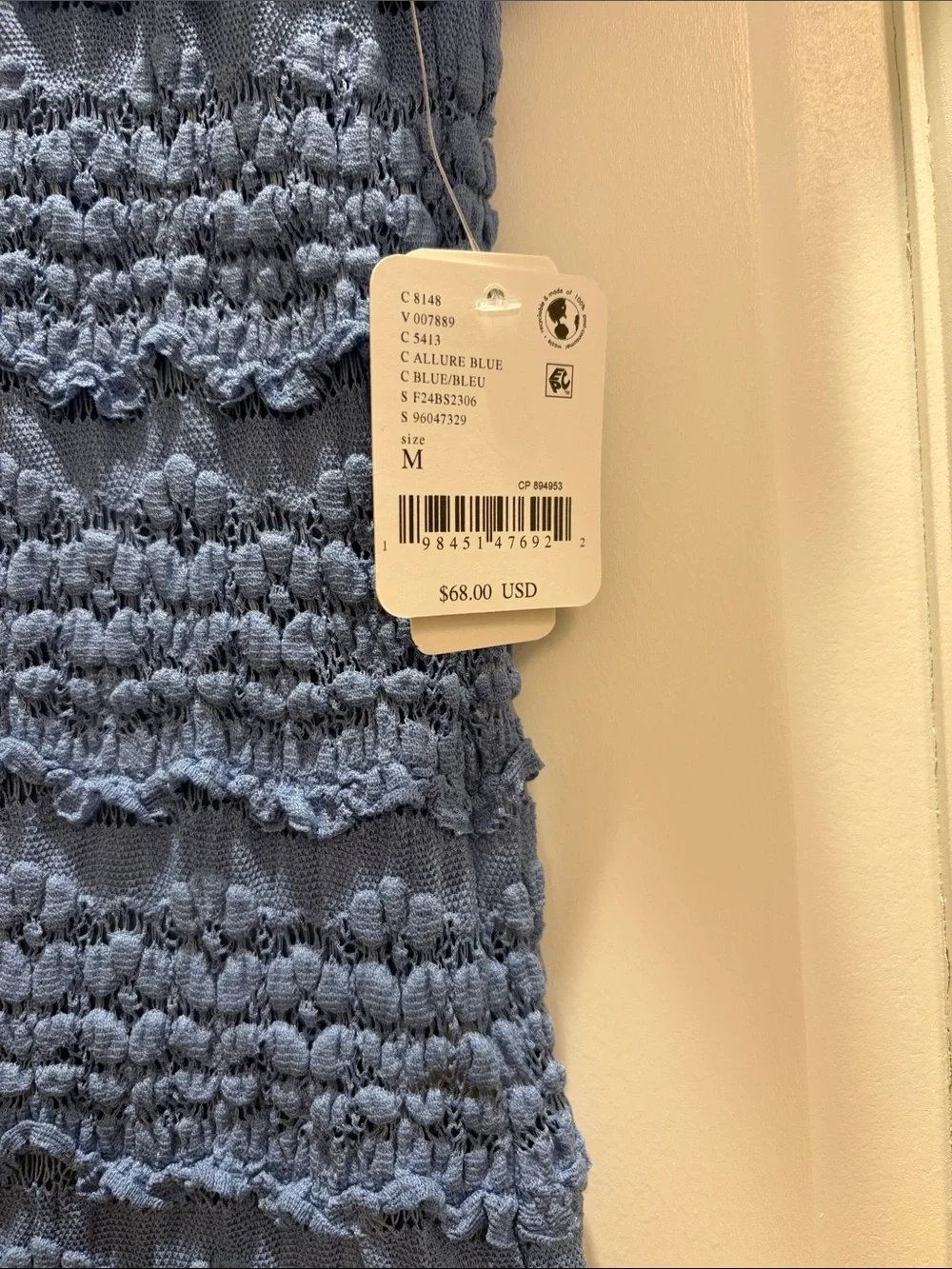 Free People Light Blue Smocked Short-Sleeve Top